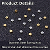 72Pcs 2 Colors Stainless Steel Ear Nuts STAS-HS0001-66-4