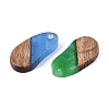 Mixed Styles Transparent Resin & Walnut Wood Pendants RESI-N053-26-3