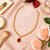 4Pcs 4 Colors Brass Rhinestone Teardrop Pendant Aluminum Chain Necklaces for Women NJEW-HY0001-33-4