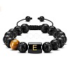 Natural Tiger Eye & Lava Rock Round Beads Adjustable  Bracelets TV6214-5-1