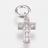 Brass Micro Pave Cubic Zirconia Tiny Cross Charms LS-ZIRC-E147-62P-1