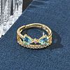 Adjustable Bowknot Shape Brass & Light Blue Cubic Zirconia Finger Rings CU-CBA7E55-07G-2