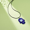 Blue Lampwork Evil Eye Pendant Necklace with Waxed Cord for Women NJEW-JN03955-02-2