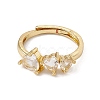 Rack Plating Brass Cubic Zirconia Cuff Rings for Women RJEW-M145-23G-A-2