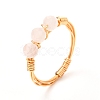 Copper Wire Wrapped Natural Gemstone Braided Bead Rings for Women RJEW-JR00393-2