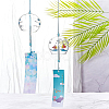 2Pcs 2 Styles Round with Boat & Bird Pattern Glass Wind Chime HJEW-BC0001-10-5