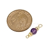5Pcs 5 Styles Natural Green Aventurine & Rose Quartz & Amethyst & Dyed White Jade & Citrine Round Connector Charms PALLOY-JF04362-2