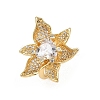 Brass Micro Pave Cubic Zirconia Adjustable Cuff Rings RJEW-C139-13G-4