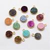 Electroplate Natural Druzy Quartz Crystal Pendants G-F333-M-1