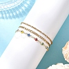304 Stainless Steel Cable Chains & Evil Eye Lampwork Link Chains Bracelets for Women BJEW-JB12449-01-3