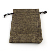 Polyester Imitation Burlap Packing Pouches Drawstring Bags ABAG-R005-14x10-05-1
