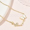 Brass Micro Pave Clear Cubic Zirconia White Butterfly Link Bracelets KK-CBA6980-21G-2