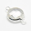 Silver Color Plated Brass Glass Links connectors GLAA-J011A-S-4