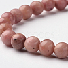 Natural Rhodonite Round Bead Stretch Bracelets BJEW-L594-D01-2