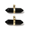 Natural Obsidian Double Terminal Pointed Pendants G-NH0001-15G-06-1