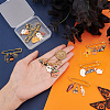 BENECREAT 1Set Halloween Pumpkin & Haunted House & Skull & Bat Alloy Enamel Charms Safety Pin Brooch JEWB-BC0001-05-3