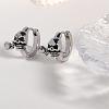 316 Stainless Steel Skull with Rose Hoop Earrings for Men Women EJEW-SZ0001-94-3