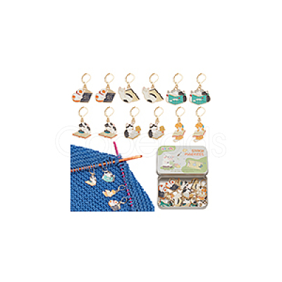 Alloy Enamel Pendant Locking Stitch Marker HJEW-NB00108-1