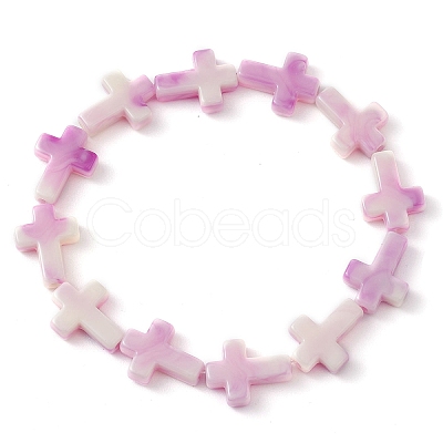 7Pcs 7 Colors Cross Acrylic Beads Stretch Bracelets for Women Men BJEW-JB11434-1