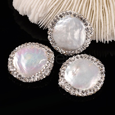 Flat Round Natural Cultured Freshwater Pearl Beads BSHE-P004-06-1