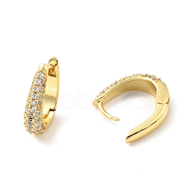 Clear Cubic Zirconia Hoop Earrings EJEW-C028-15G-1