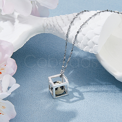 925 Sterling Silver Cube Empty Bead Cage Charms STER-WH0005-62-1