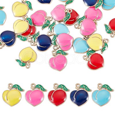 30Pcs 5 Colors Rack Plating Alloy Enamel Pendants ENAM-SZ0005-84-1