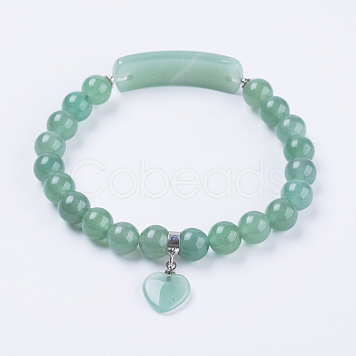 Natural Green Aventurine Stretch Bracelets BJEW-F308-34A-1