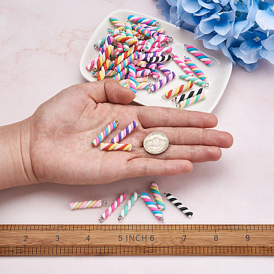 90Pcs 9 Colors Handmade Polymer Clay Pendants CLAY-CD0001-08-1