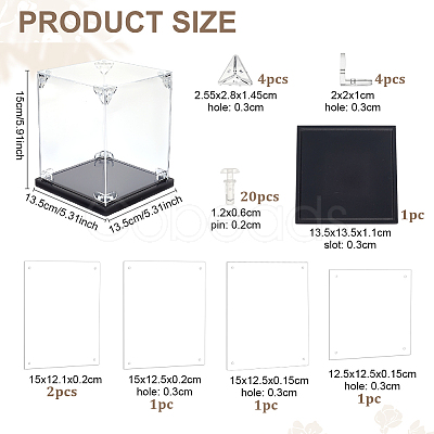 Acrylic Minifigures Display Cases with Black Base ODIS-WH0079-068A-1