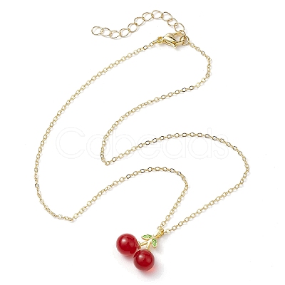 Cherry Lampwork Pendant Necklaces & Heart Link Bracelets Sets SJEW-JS01299-1