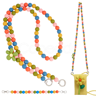 2Pcs 2 Style Plastic Round Beaded Purse Straps AJEW-PH0018-22-1