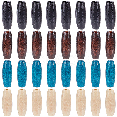 160Pcs 4 Colors Dyed Natural Wood Beads WOOD-SP0001-88-1