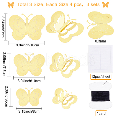 3Set 3D Butterfly PVC Mirrors Wall Stickers DIY-CN0001-85C-1