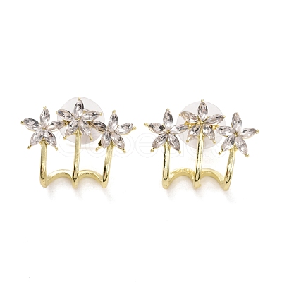Crystal Rhinestone Triple Trees Stud Earrings EJEW-C006-05-1