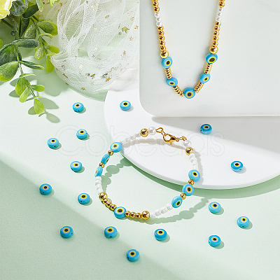 Handmade Evil Eye Lampwork Beads Strands LAMP-NB0001-60A-01-1