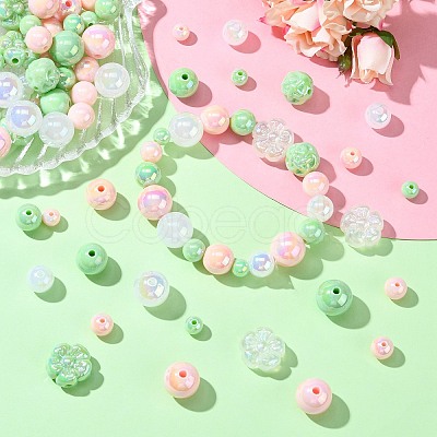 250G UV Plating Rainbow Iridescent Opaque Acrylic Beads PACR-CJ0001-38B-1