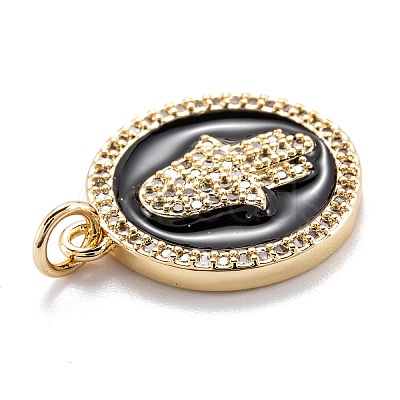 Real 18K Gold Plated Brass Micro Pave Clear Cubic Zirconia Pendants ZIRC-M114-50G-07-1