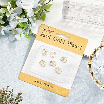6Pcs Brass Micro Pave Clear Cubic Zirconia Charms KK-BBC0020-62-1