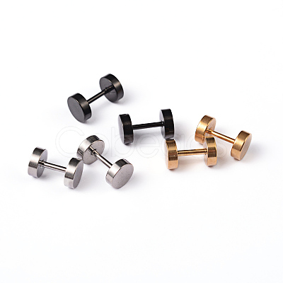 Flat Round 304 Stainless Steel Barbell Cartilage Earrings EJEW-L164-04-1