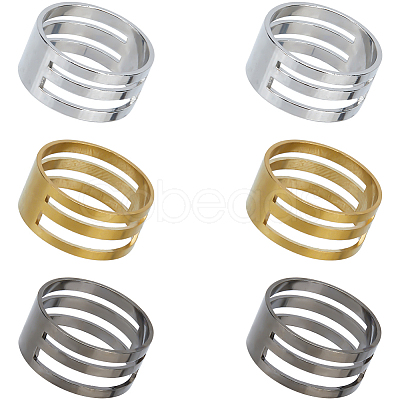 6Pcs 3 Styles Brass Rings FIND-SC0010-81-1