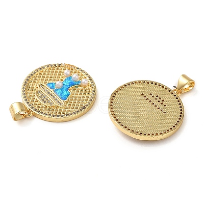 Rack Plating Brass Micro Pave Cubic Zirconia Pendants KK-P268-07G-1