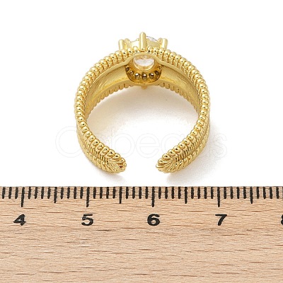Brass Micro Pave Cubic Zirconia Open Cuff Rings for Women RJEW-U059-01G-02-1