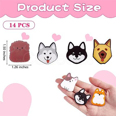 16 Pieces Acrylic Dog Brooch Pins Set JBR112A-1