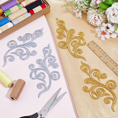 8 Pairs Ethnic Style Flower Pattern Computerized Embroidery Appliques PATC-GF0001-84C-1