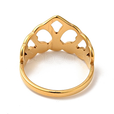 Ion Plating(IP) 201 Stainless Steel Crown Thick Finger Ring for Women RJEW-G266-38G-1