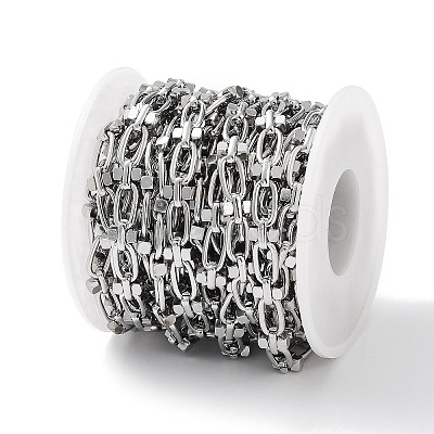 Tarnish Resistant 304 Stainless Steel Oval & Dumbbell Link Chain Unwelded X-STAS-B060-02P-1