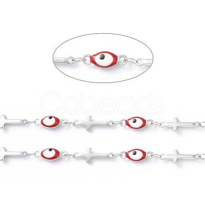 304 Stainless Steel Enamel  Link Chains STAS-H145-12P-1