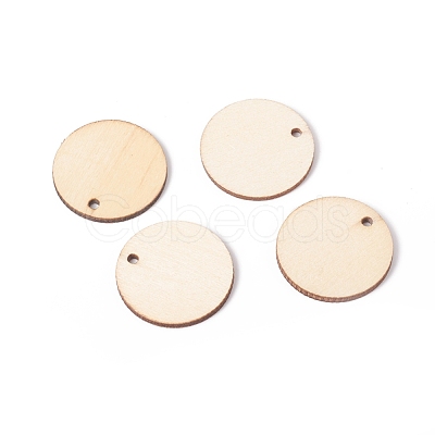 Unfinished Natural Poplar Wood Pendants WOOD-E010-06A-1