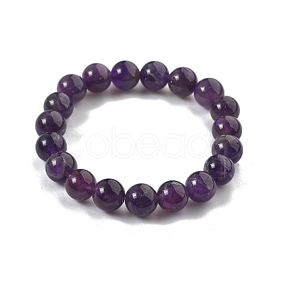 Natural Amethyst Bead Stretch Bracelets X-BJEW-K212-C-034-1